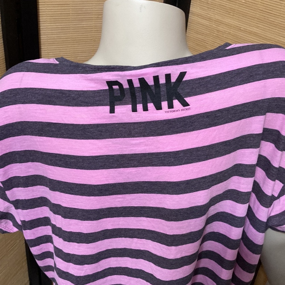 PINK crop striped top fair condition - Picture 2 of 8